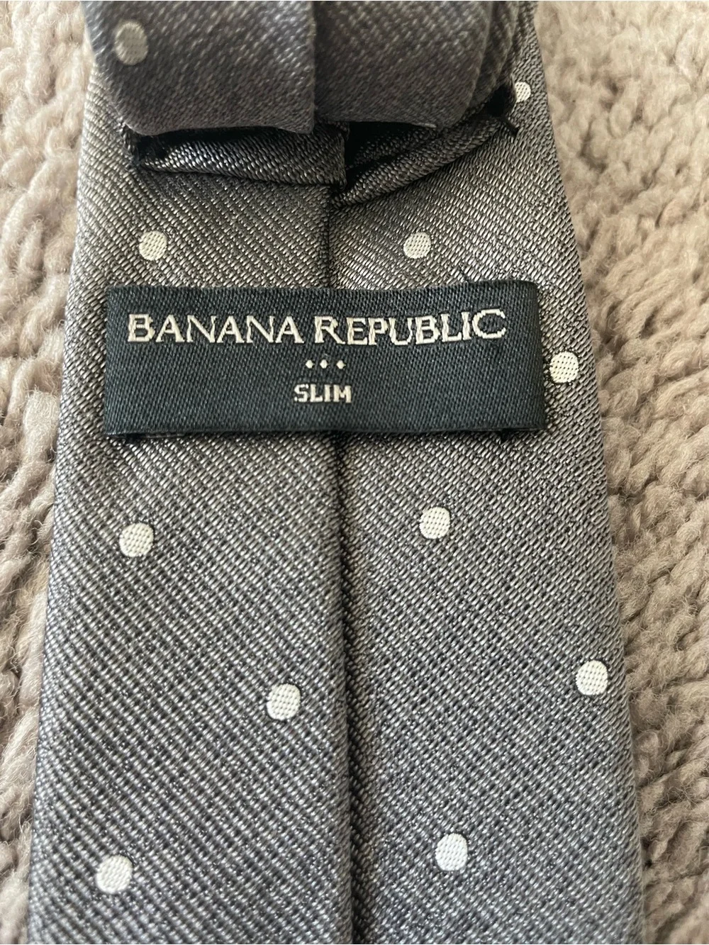 Banana Republic Gray Tie with White Polka Dots